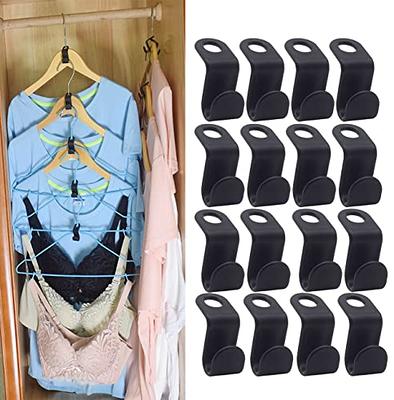 Space Saving Triangles for Hangers, Black Triangle Space Saving Hanger Hooks, Heavy Duty Cascading Clothes Hanger Connector Hooks, for Organizer