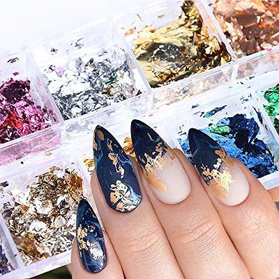 6 Grids Gold Foil Nail Art Set, Holographic Aluminum Nail Foil Flakes  Stickers