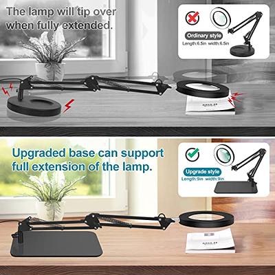 Magnifying Glass with Light Toolour 5X&10X Lighted Magnifying Glass with  Stand, 3-in-1 Magnifying Desk Lamp, 3 Colors 10 Dimming Jewelry Magnifier