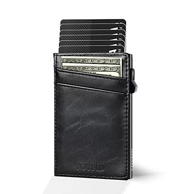 TOYFID Card Holder Pop Up for Men Credit Card Slim Leather Minimalist  Wallet RFID Blocking Protection Up to 11 Cards Case Business Automatic  Flick