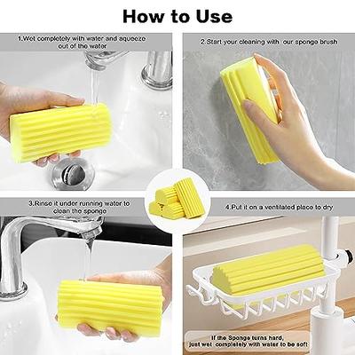 6-Pack Damp Clean Duster Sponge, Reusable Damp Duster Sponge for Cleaning Dishes, Blinds, Glass, Baseboards, Vents, Window Track Grooves & Faucets