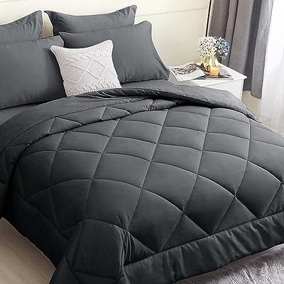 Bedsure Twin Bedding Comforter Set - Bed in A Bag 6 Pieces, Pinch Pleat Grey Bedding Comforter Set for Twin Bed with Sheets