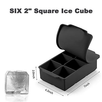 Large Ice Cube Tray with Lid, Stackable Big Silicone Square Ice Cube Mold  for Whiskey Cocktails Bourbon Soups Frozen Treats, Easy Release BPA Free
