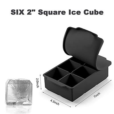 Large Square Silicone Ice Cube Trays for freezer with Lids, 2 Pack, 2 inch  Ice Cube Molds, Whiskey,Cocktail,Baby Food Storage,Sauce Soups Freezing