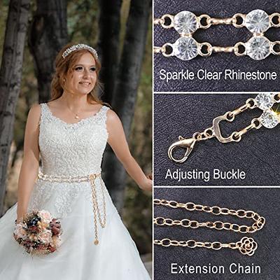 Lovful Rhinestone Chain Belts for Women,Double Row Crystal