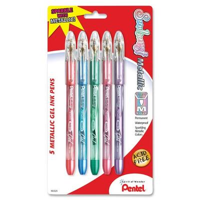 Pentel Arts Slicci Metallic Needle Tip Med Gel Pen, Assorted Metallic Ink, 0.8mm - 8 Pack