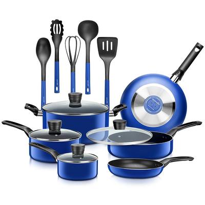 Granitestone 17 Piece Blue Cookware Set Including Knife Set And Bamboo  Cutting Board : Target