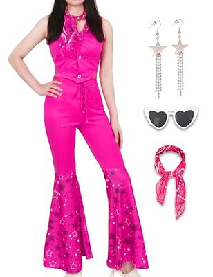  Naywig Cowgirl Outfit 70s 80s Hippie Disco Costume Pink Flare  Pant Halloween Cosplay For Women Girls-S : Clothing, Shoes & Jewelry