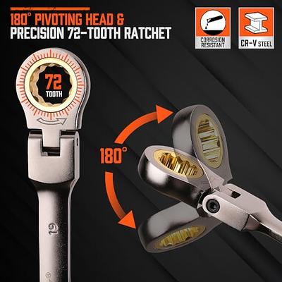 12Pc 8-19mm Metric Flexible Head Ratcheting Wrench Combination