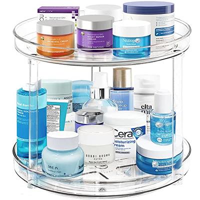 2 Tier Lazy Susan Bathroom Organizer, 9.25Inch Clear 360 Rotating Makeup  Organizer for Vanity, Skincare Organizers Perfume Organizer, Spice Rack  Organizer for Cabinet- Home Organization and Storage