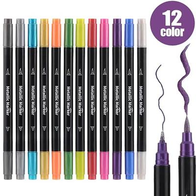 Colourcolor Metallic Marker Pens - Dual Tip Brush and Fine Point Pens for  DIY Album, Black Cards, Rock Painting, Card Making, Scrapbooking, Fabric,  Metal, Ceramics, Wine Glass, Set of 12 - Yahoo Shopping