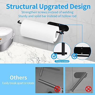 Paper Towel Holder - Self-Adhesive or Drilling, Matte Black Paper Towel  Rack Under Cabinet for Kitchen, Upgraded Aluminum Kitchen Roll Holder 