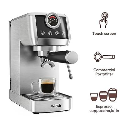 Wirsh Espresso Machine: 15 Bar Maker with Commercial Steamer for Latte