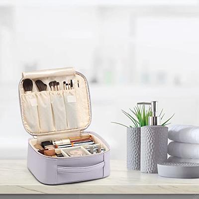 Makeup Organizer Case with Adjustable Dividers - Travel Bag - Purple