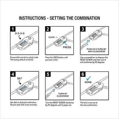 7penn Cable Lock Tumbler Combination Adjustable 6.5 Foot Long Cord Combo Lock