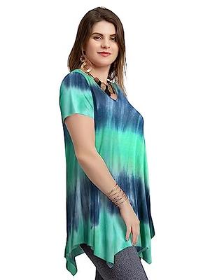 Girdtyd Womens Plus Size Tunic Tops To Wear With Leggings Casual Short  Sleeve Blouses Ruffle Summer Floral Fashion T Shirts XL at  Women's  Clothing store