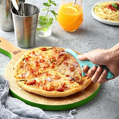 Acacia Wood Pizza Cutting Board and Pizza Cutter Set