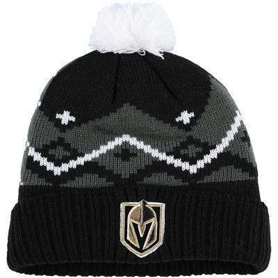 Men's Mitchell & Ness Black Vegas Golden Knights Stripe Cuffed Knit Hat  with Pom