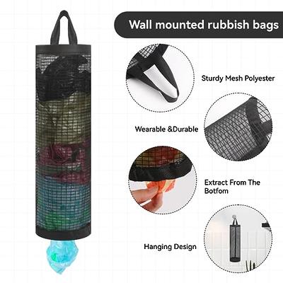 Grocery Bags Holder Organizer Trash Bag Hanging Storage Mesh Dispenser  Kitchen Reusable Garbage Bag Wall Mount
