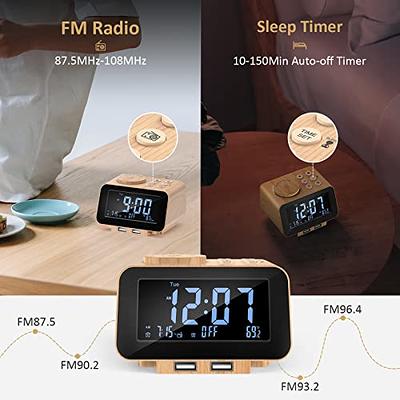 Digital Alarm Clock Radio - 0-100% Dimmer, Dual Alarm with Weekday/Weekend  Mode