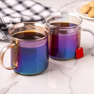 Colorful Glass Handle Cup Clear Heat Resistant Borosilicate Glass