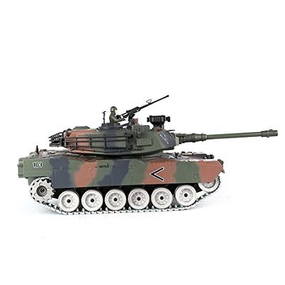 1:18 RC Tank, 2.4Ghz US M1A2 Remote Control Tank Model Toys, 15 Channel  Battle Army Tank with Smoke Effects, Light and Sound, RC Military Truck for