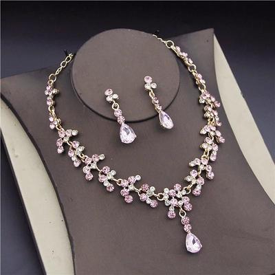 Buy Rose Gold Necklace & Earrings Set, Bridal Jewelry Set, Rose Gold Bridal  Earrings, Wedding Jewelry for Bride, 3 Piece Jewelry Set, Bracelet Online  in India - Etsy