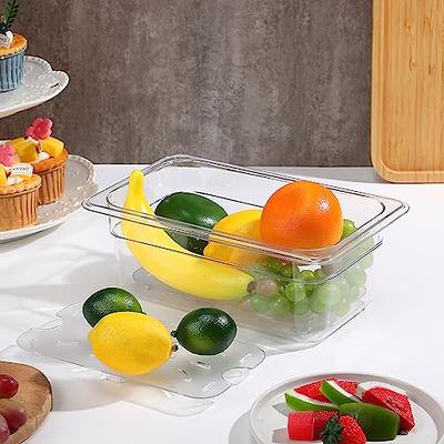 10 Pack Clear Food Pans with Lid Acrylic Transparent Food Pan Stackable  Plastic Pan with Capacity Indicator Food Storage Containers Restaurant  Supplies Hotel Pan for Fruits Vegetables (6 Inch High) 