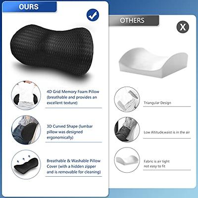  Lumbar Support Pillow for Back Support Memory Foam Pillow for  Sleeping in Bed Waist Support Cushion for Lower Back Pain Relief for Office  Chair and Car Seat Removable Zipper Breathable Pillow