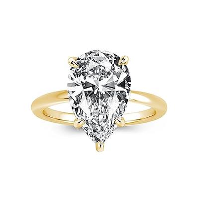 Pzokooi 4.0ct Elongated Pear Shaped Engagement Ring for Women,18K Gold Plated 925 Sterling Silver Simulated Diamond Promise Ring