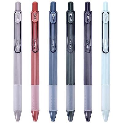 WUXIPREP 6 Pcs Pastel Gel Ink Pen Set,5 Pcs Black Ink Pens with 1 Pcs  Highlighter for Writing,Kawaii Retractable Gel Ink Pens, Cute School Pens  For
