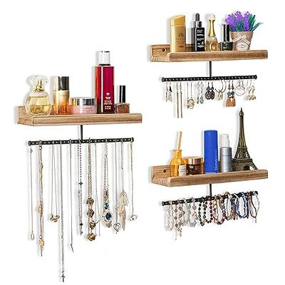 Wall Mount Jewelry Organizer with Shelf, Earring Holder, Necklace Holder