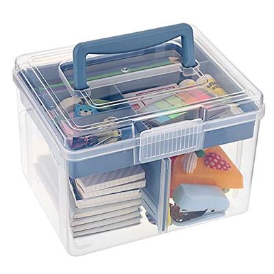 BTSKY 2 Layer Stack & Carry Box, Plastic Multipurpose Portable Storage  Container Box Handled Organizer Storage Box for Organizing Stationery,  Sewing