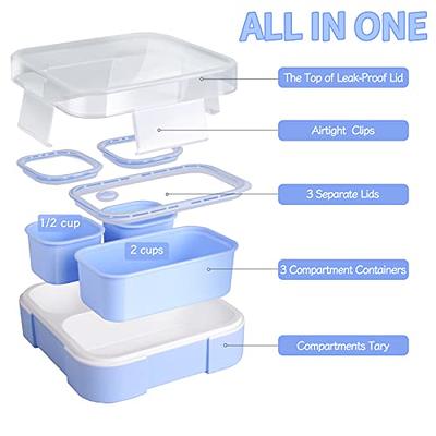 Genteen Bento Box for Kids, Kids Lunch Box with 3 Removable Compartments,  Toddler Baby Lunch Box for Daycare, School, Leak-proof Lunch Snack Portion