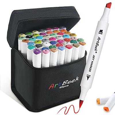 SFAIH Brush Tip Water-Based Markers Set 48 Colors Dual Tip Water Color Markers Brush Tip and Chisel Tip, Art Drawing Markers for Adult Coloring