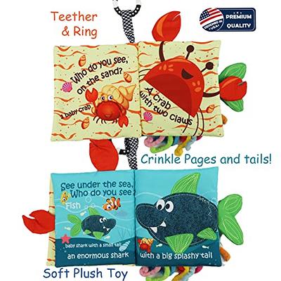 Dinosaur Toys Baby Books Soft Crinkle Cloth Books for Babies Infants  Toddler Toys, Early Development Interactive Car & Stroller Soft Toys Gifts  for Baby Girls Boys Touch and Feel Tails Baby Book(Bebe) 