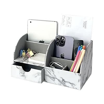 LETURE Office Desk Organizer with Drawer, Office Supplies and Desk Accessories, Business Card/Pen/Pencil/Mobile Phone/Stationery Holder Storage Box