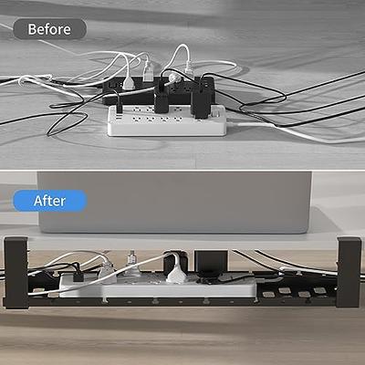 No Drilling Extendable Under Desk Cable Management, Metal Cable Management  Tray Under Desk with Clamp, Retractable Power Strip Cord Holder for Wire  Management 31Inch 