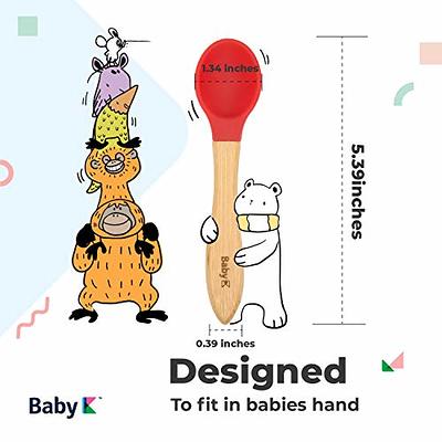 Lovely Bamboo & Silicone Baby Spoons for Learning Self-Feeding