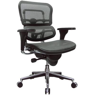 Eurotech Ergohuman Mid-Back Mesh-Leather Chair, Black-Chrome