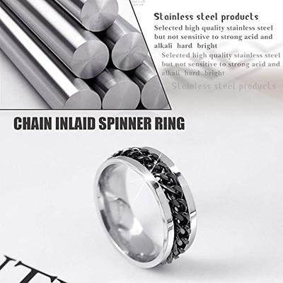 Men Women Cool Fidget Spinning Chain Ring Anxiety Relief Fashion