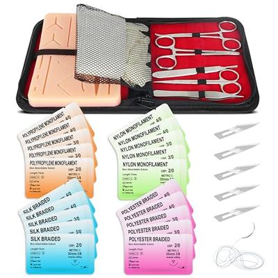 Suture Practice Kit for Sutures Training Medical Student | Needle, Thread,  Pre-Cut Wounds for Education, First Aid Emergency & Trauma. Surgical
