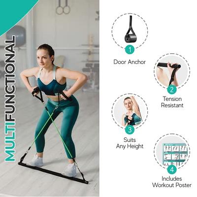 FITI DARE Portable Pilates Bar Kit with Adjustable Resistance Band  (25,30,35lb) | Home Workout Equipment for Women&Men of All Heights |  Fitness Bands