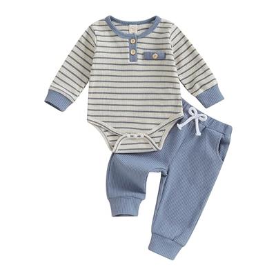 Ribbed Solid Long-sleeve Baby Jumpsuit