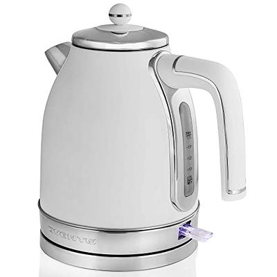 OVENTE Electric Stainless Steel Hot Water Kettle 1.7 Liter Victoria  Collection, 1500 Watt Power Tea Maker Boiler with Auto Shut-Off Boil Dry  Protection Removable Filter and Water Gauge, White Matte - Yahoo Shopping