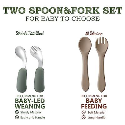 SAMiGO Silicone Baby Utensils - Self Feeding Spoons and Tiny