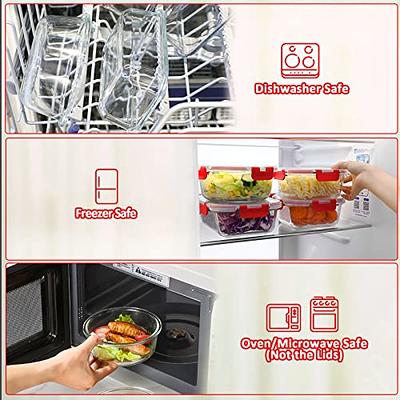 8-piece Glass Food Storage Container Set with Red Lids