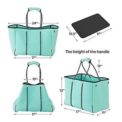 QOGiR Neoprene Multipurpose Beach Bag Tote with Inner Zipper Pocket, Blue,  L,: : Fashion