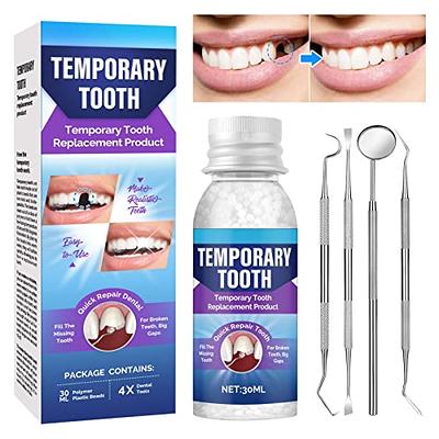 2PCS Tooth Repair Kit - Temporary Teeth Replacement Kit-with-Mouth-Mirror  Tartar-Scraper Dental-Probe Gum,Repair Missing or Broken Teeth