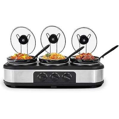 Ovente Stainless Steel Triple Slow Cooker Buffet Server, 3 Section